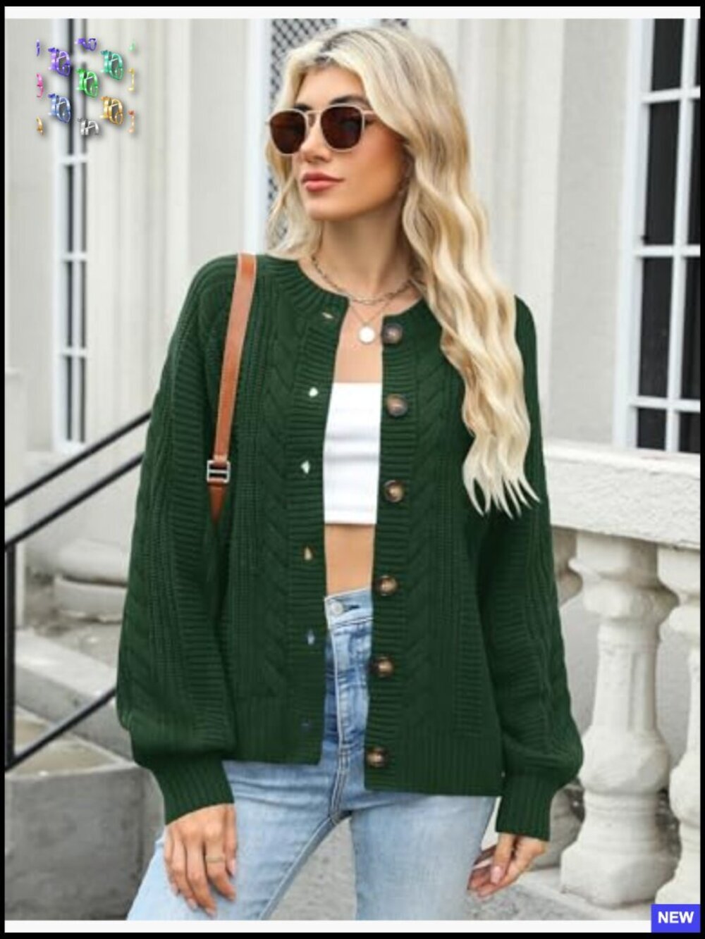 Cable Knit Cardigan Open Front Sweater Casual Long Sleeve Button Outerwear - Picture 2 of 7